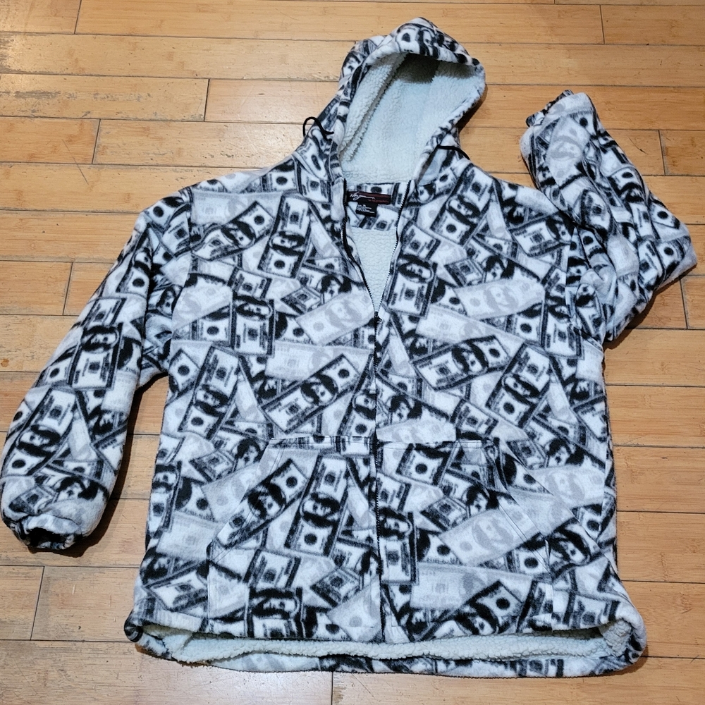 NBN Gear Dollar Bill 90s Fleece with Sherpa Lined Full Zip  Hoodie